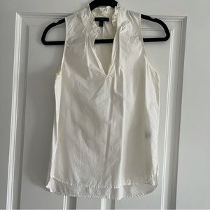 J. Crew cotton sleeveless ruffle neck white top workwear